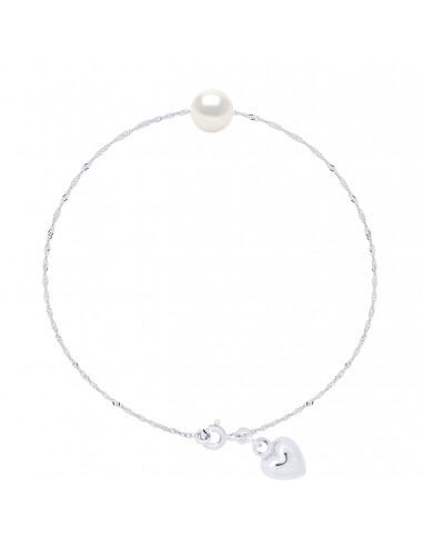 Bracelet Cœur Perle de Culture - Argent - Ama
