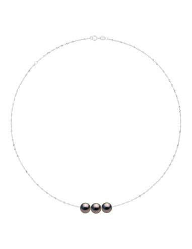 Collier 3 Perles de Tahiti - Or - Tulipe