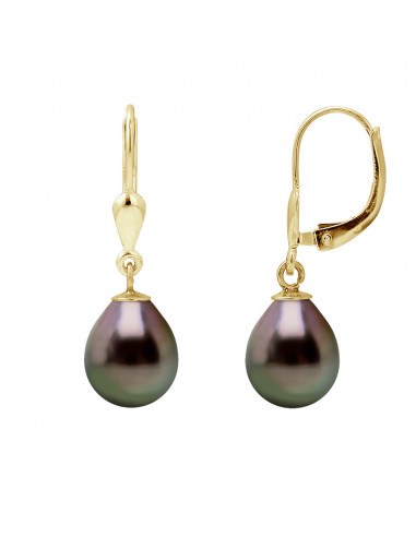 Boucles d'Oreilles Perles de Tahiti -...