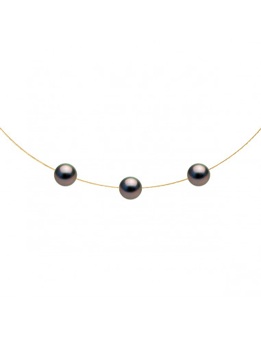Collier 3 Perles de Tahiti - Or -...