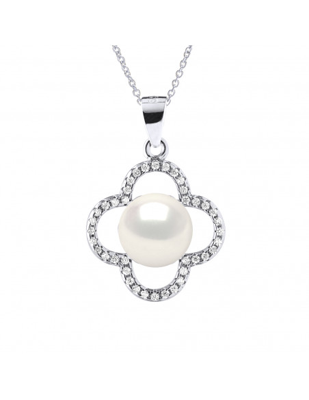 Collier Fleur Perle de Culture - Argent - Violette