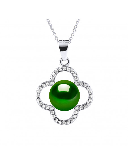 Collier Fleur Perle de Culture - Argent - Violette