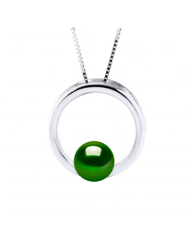Collier Anneau Perle de Culture - Argent - jade