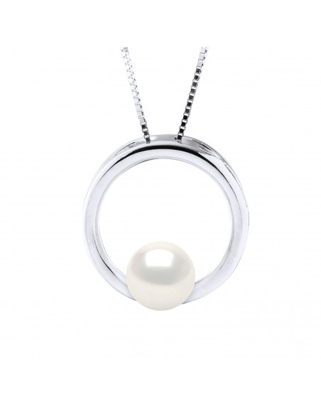 Collier Anneau Perle de Culture - Argent - jade