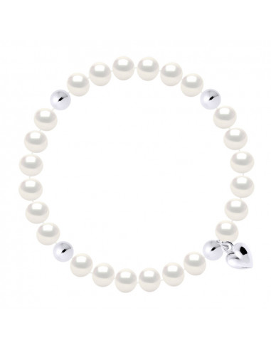 Bracelet Cœur Perles de Culture -...