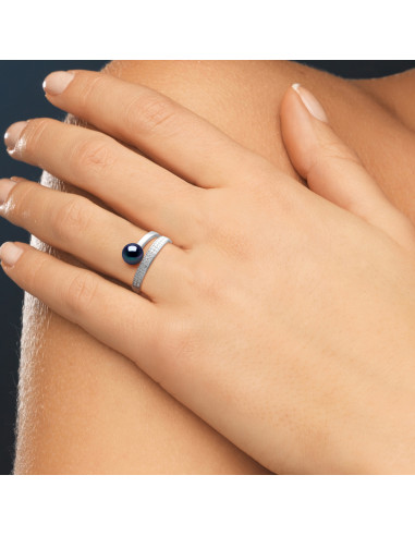 Bague Perle de Culture - Argent - Brune