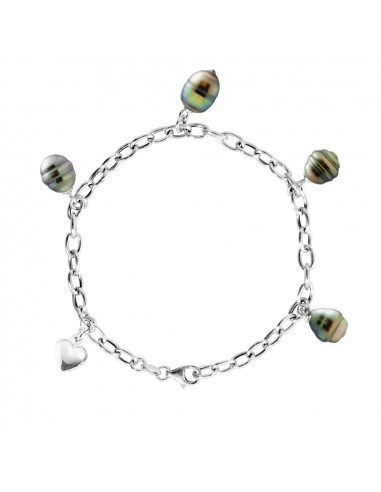 Bracelet 4 Perles de Tahiti - Argent - Alexa