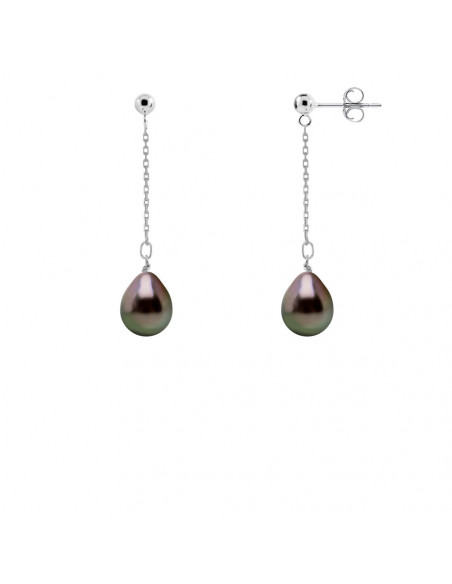 Boucles d'Oreilles Perles de Tahiti - Argent - Kayie