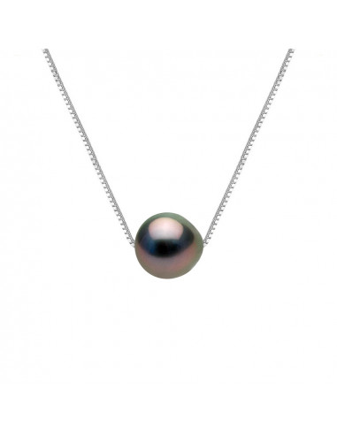 Collier Perle de Tahiti - Argent - Camélia