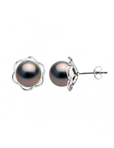 Boucles d'Oreilles Perles de Tahiti - Argent - Ornella