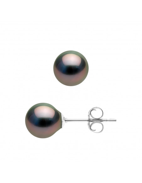 Boucles d'Oreilles Perles de Tahiti - Argent - Ema