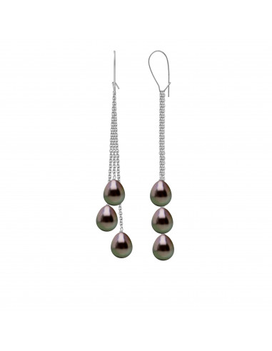 Boucles d'Oreilles Perles de Tahiti -...