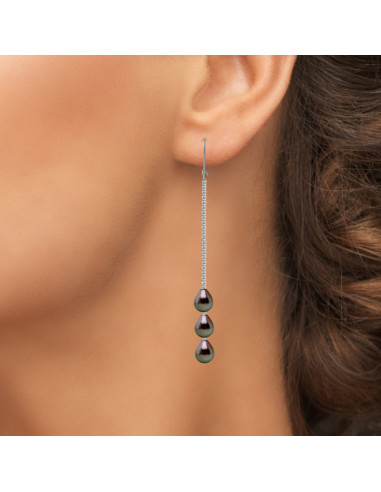 Boucles d'Oreilles Perles de Tahiti -...
