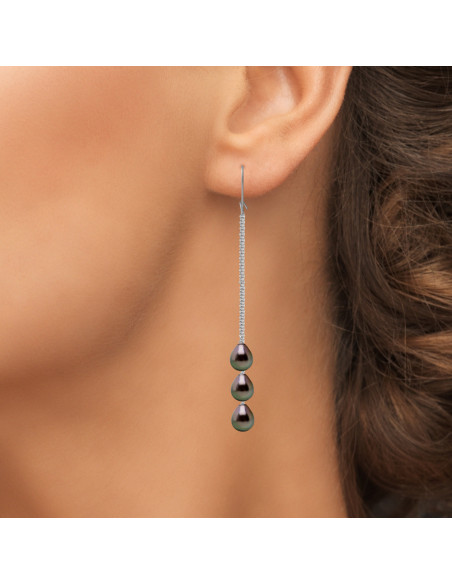 Boucles d'Oreilles Perles de Tahiti - Or - Saria